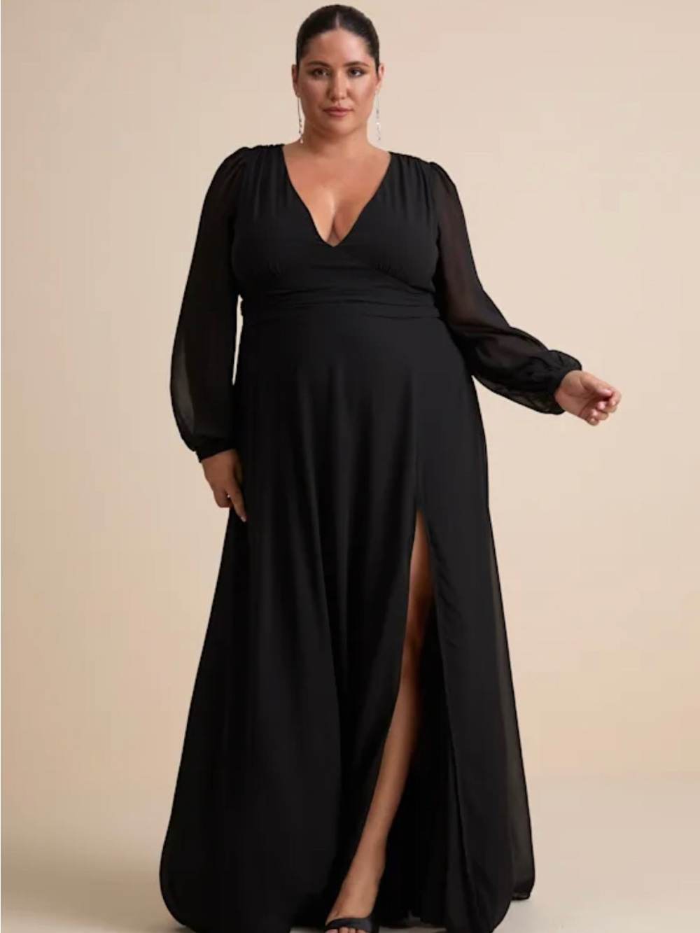 Lulus Love You So Black Long Sleeve Maxi Dress - Size XL